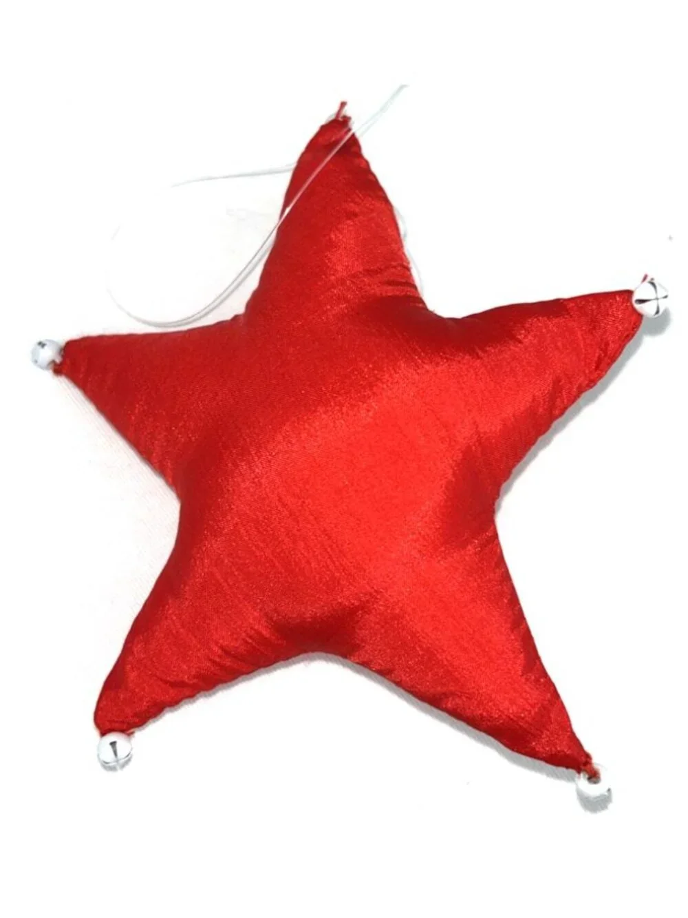 Dept 56 Stuffed Santa Star Ornament Ceramic Face White Bells 5.5